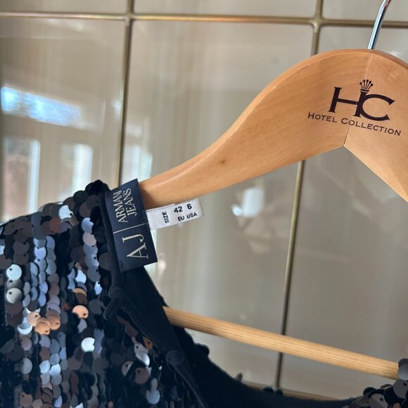 Beautiful black sequined Armani Jeans brand cocktail dress - Picture 3 of 4